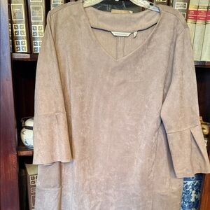 Soft Surroundings Taupe V-Neck Suede-Look Tunic